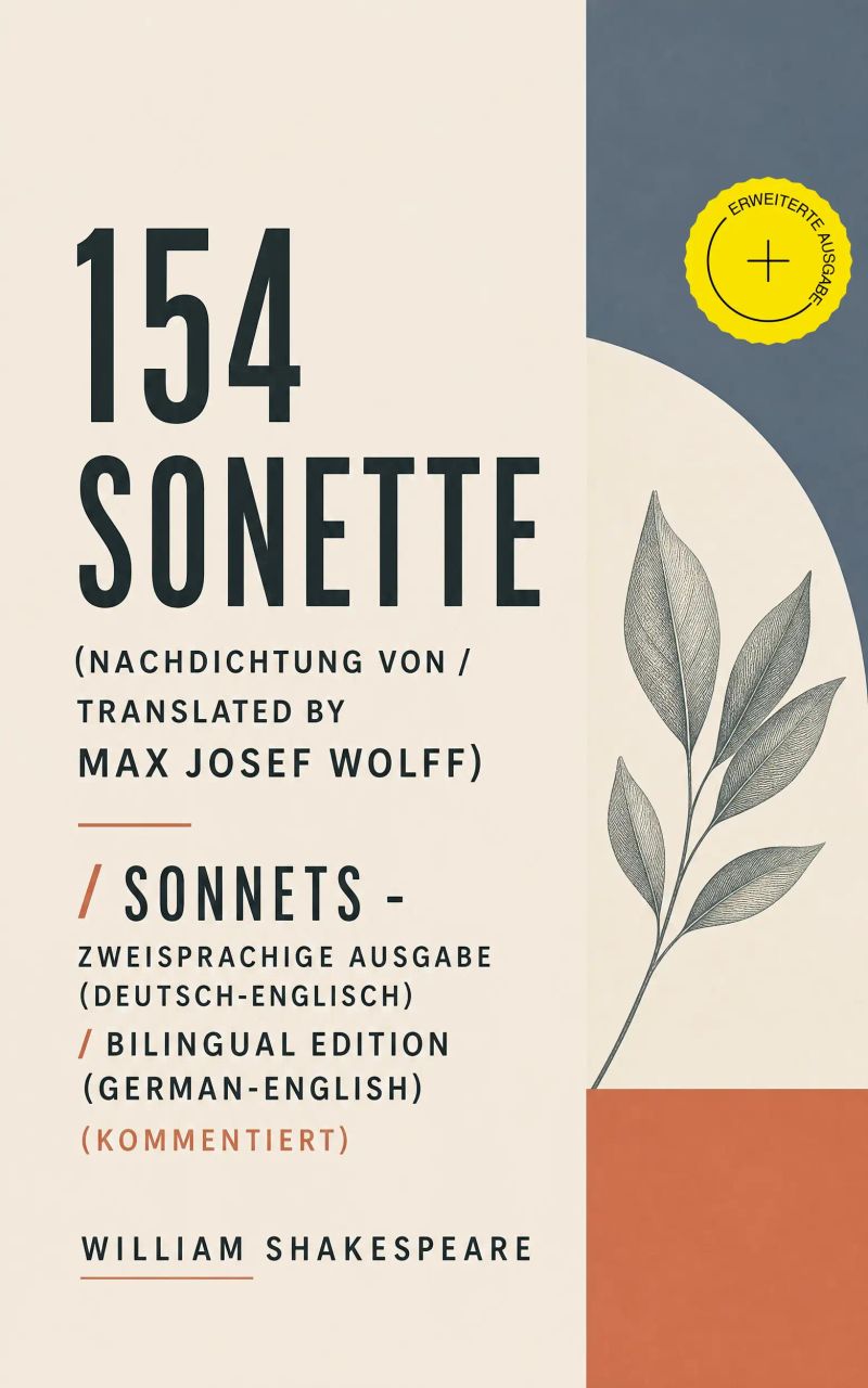 154 Sonette (Nachdichtung von / Translated by Max Josef Wolff) / Sonnets - Zweisprachige Ausgabe (Deutsch-Englisch) / Bilingual edition (German-English) (Kommentiert)