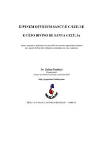 Ofício Divino De Santa Cecília (divinum Officium Sanctae Caeciliae)